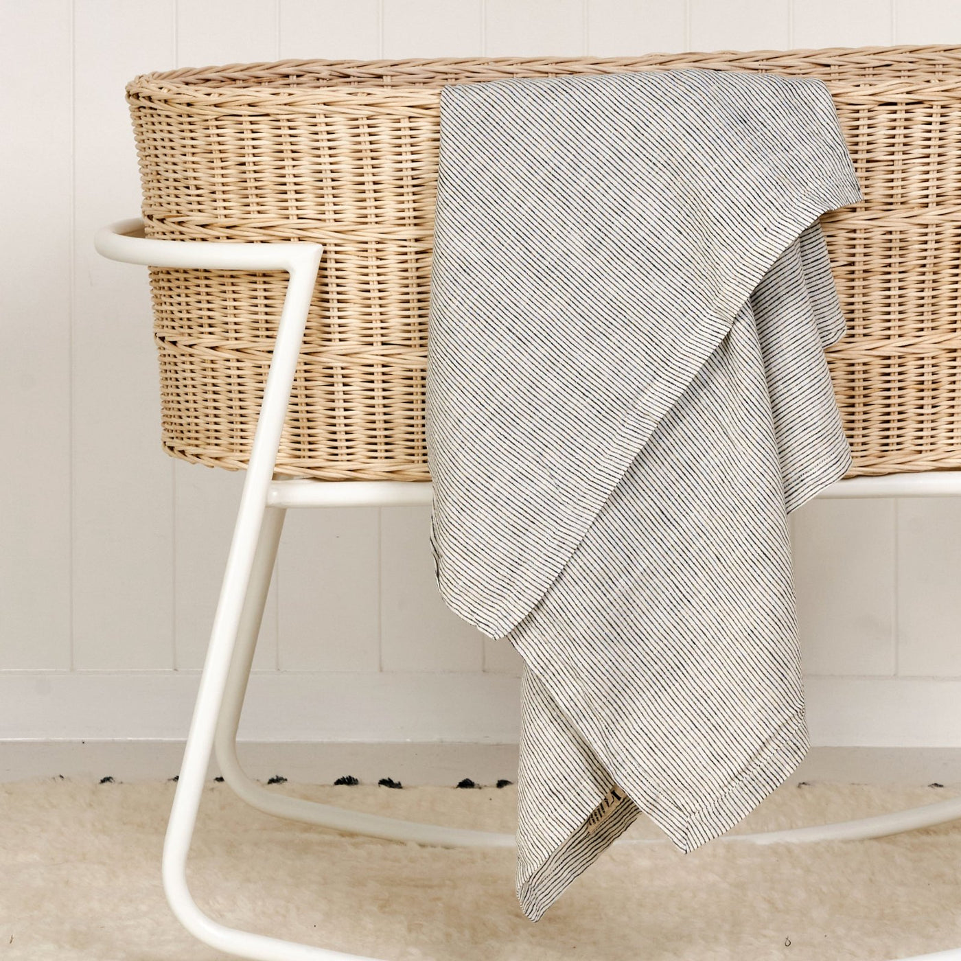French Flax Linen Swaddle in Pinstripe