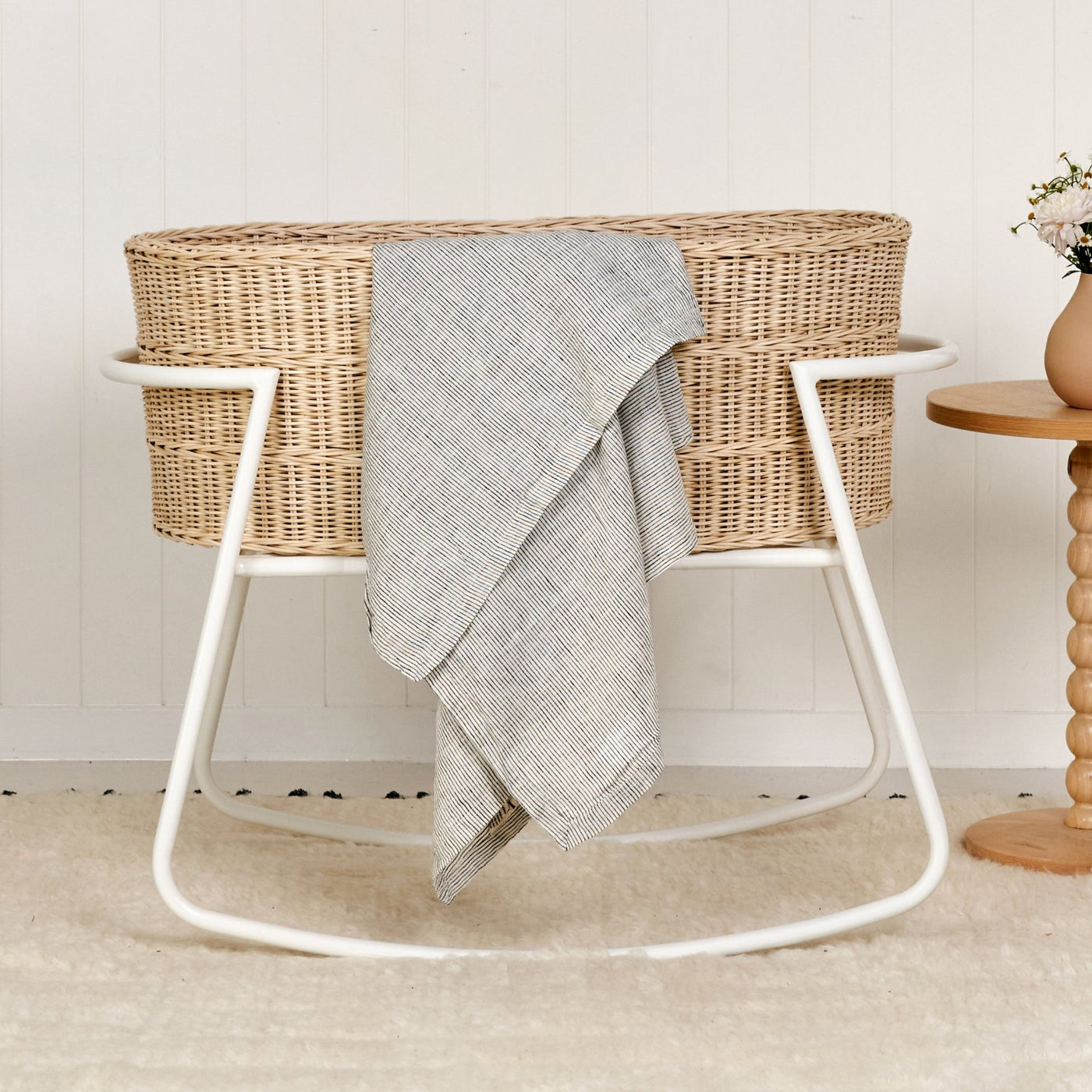 French Flax Linen Swaddle in Pinstripe