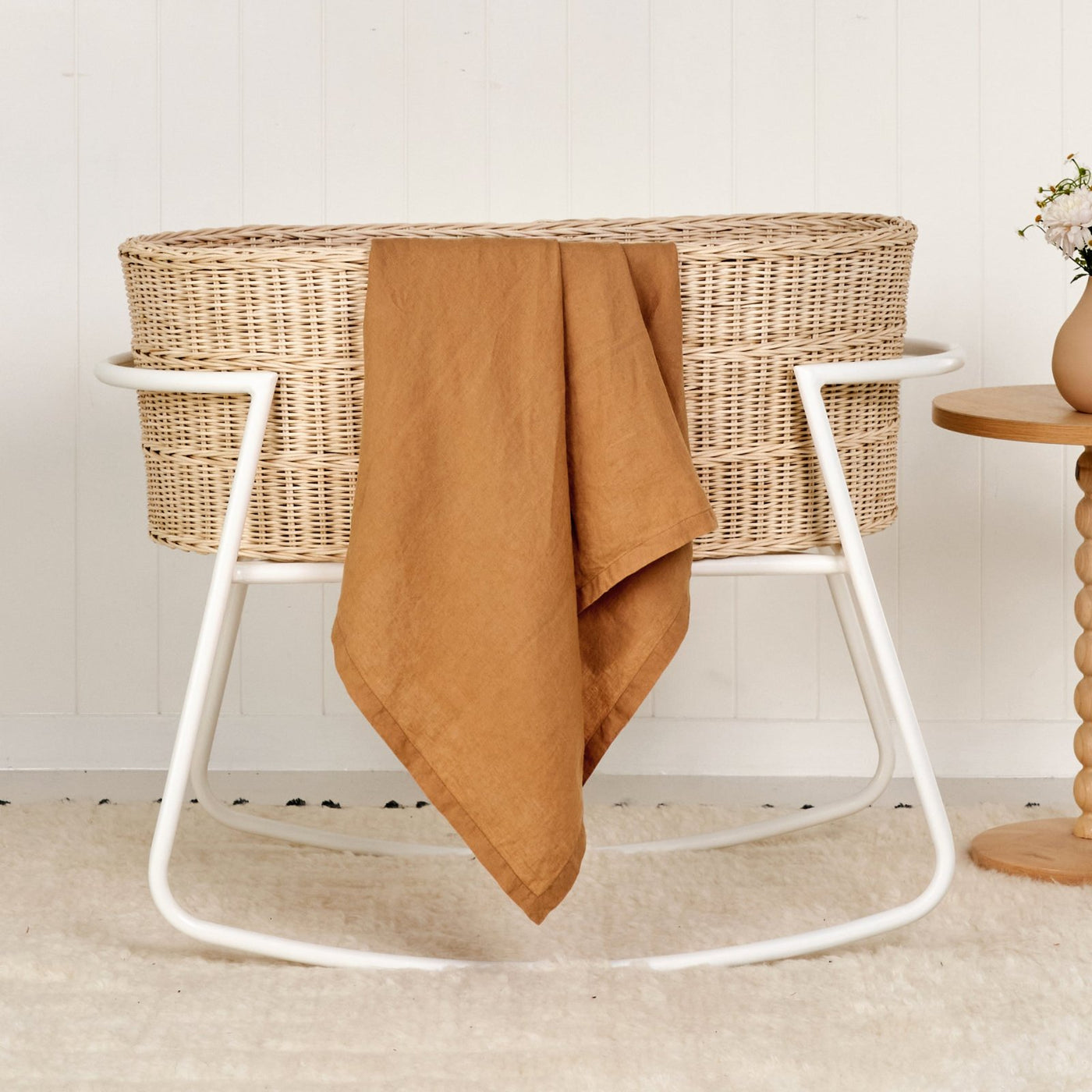 French Flax Linen Swaddle in Sandalwood