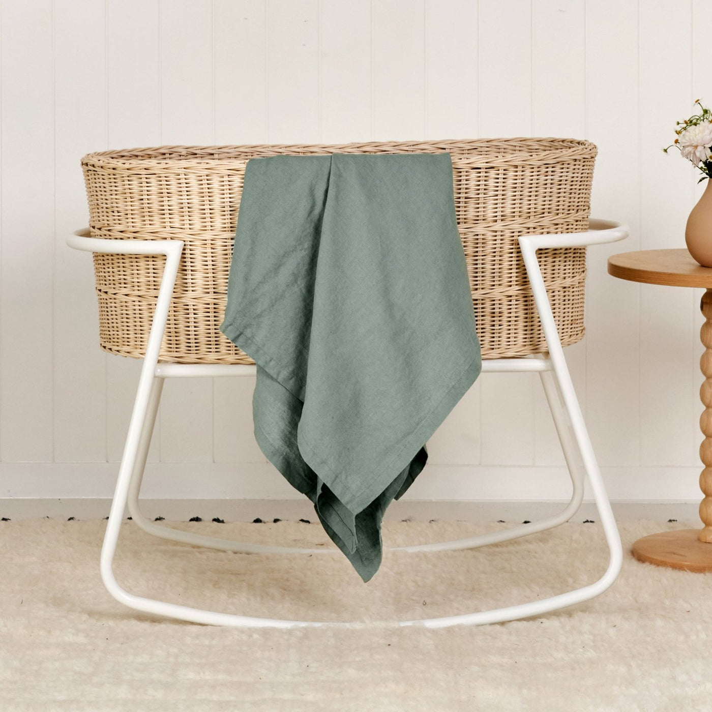 French Flax Linen Swaddle in Sage