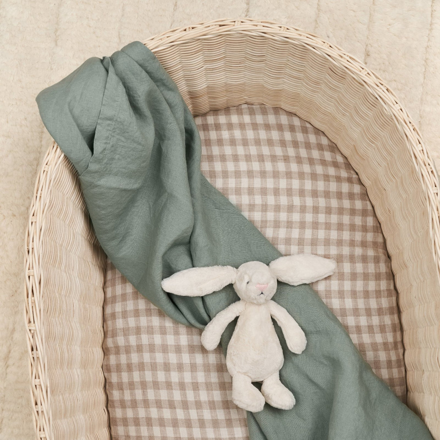 French Flax Linen Swaddle in Sage