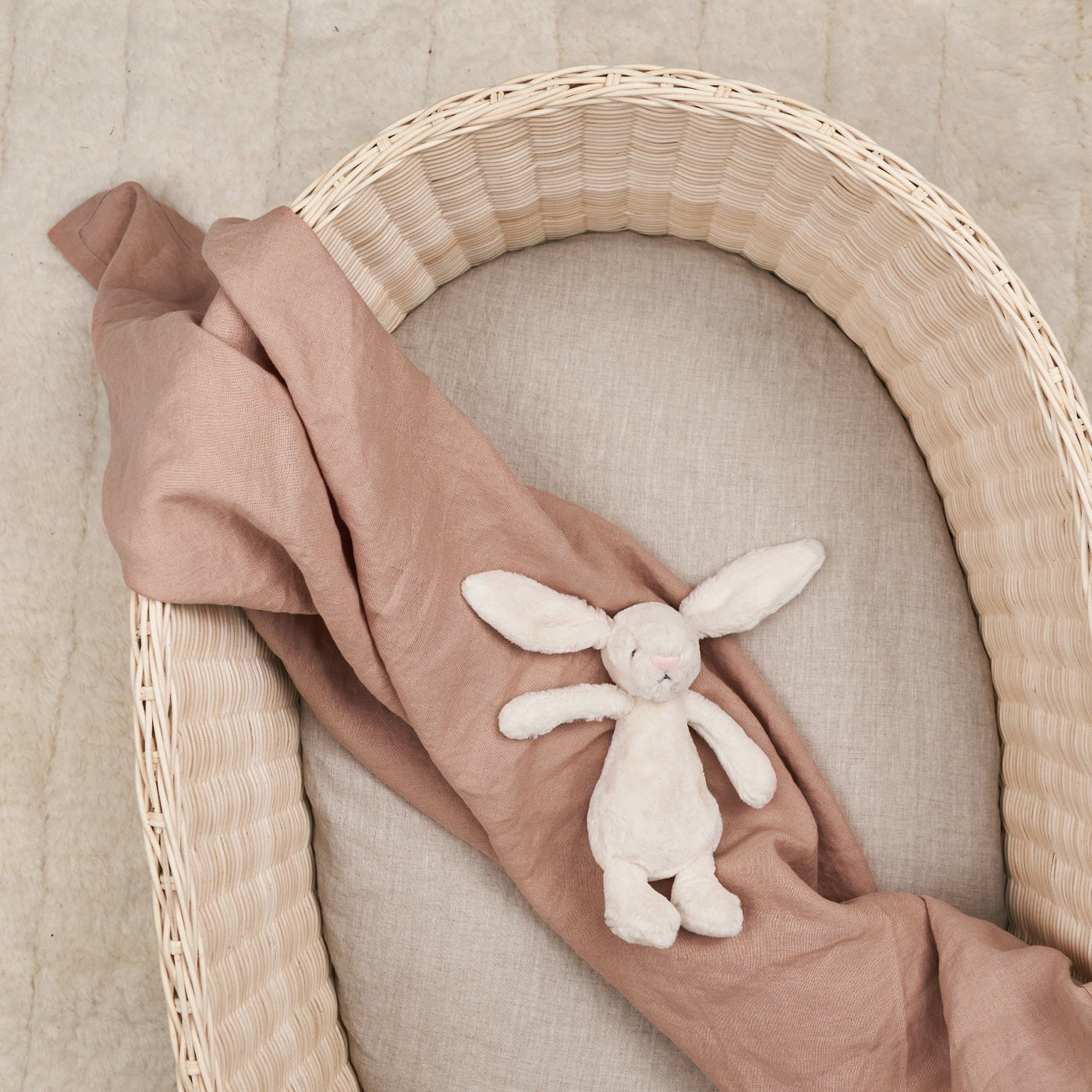 French Flax Linen Bassinet Sheet in Natural