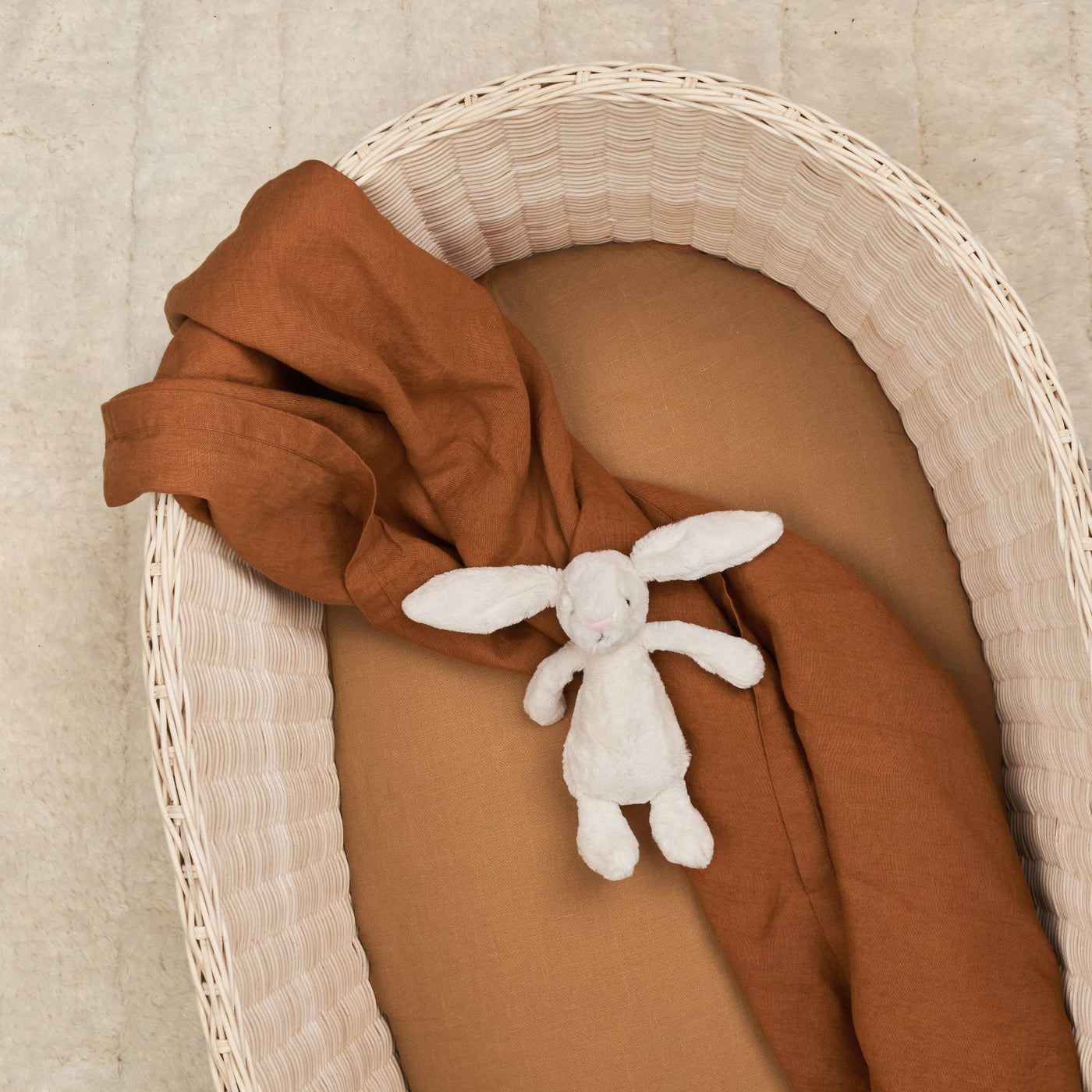 French Flax Linen Bassinet Sheet in Sandalwood