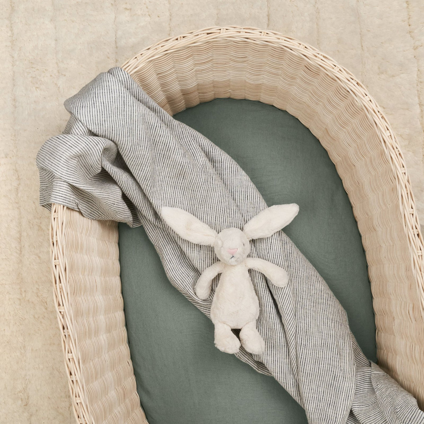 French Flax Linen Swaddle in Pinstripe