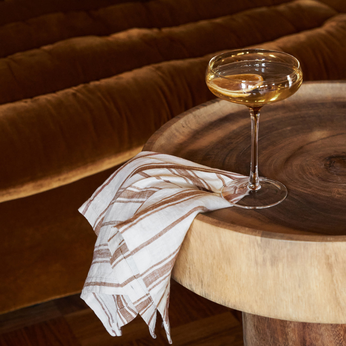 French Flax Linen Napkins (Set of 4) in Hazelnut Stripe