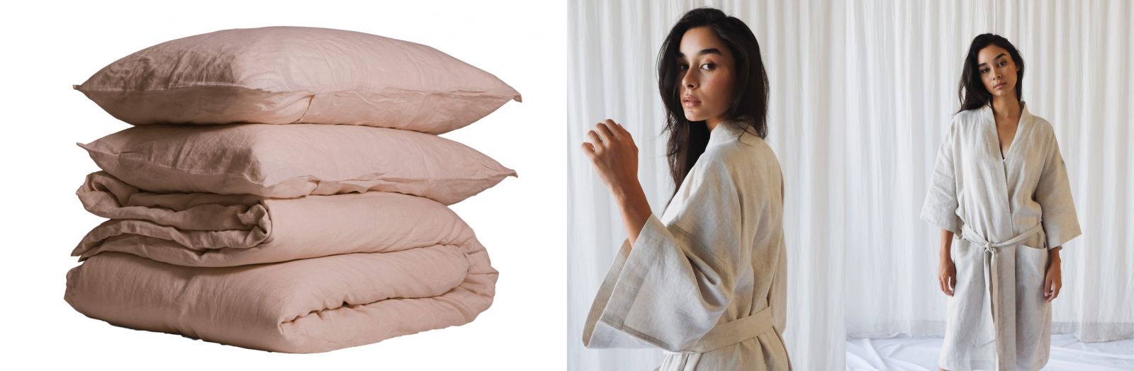 Pure French linen Quilt Cover in Clay - French linen Robe in Natural