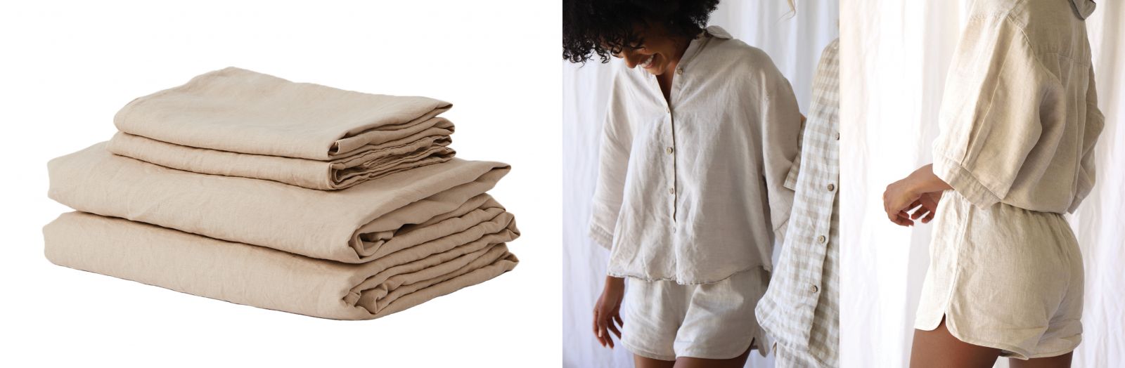 Pure French linen Sheet Set in Crème - Pure French linen Ruby Set in Natural