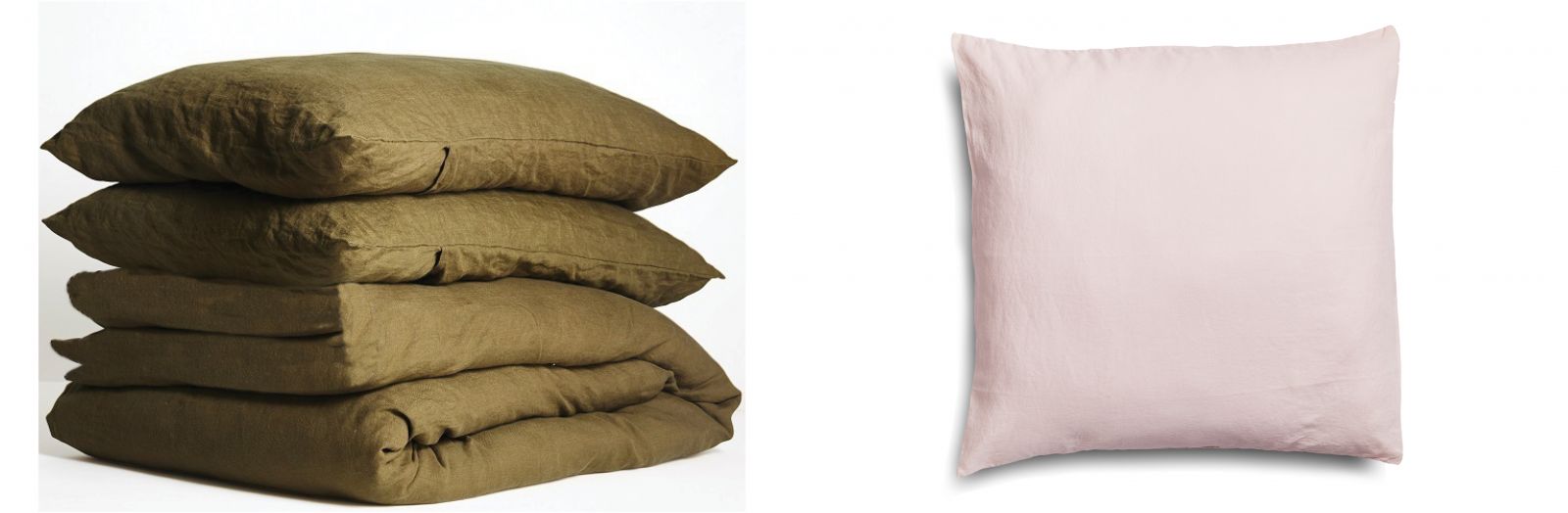 Pure French linen Quilt Cover in Olive - Pure French linen European Pillowcases in Blush