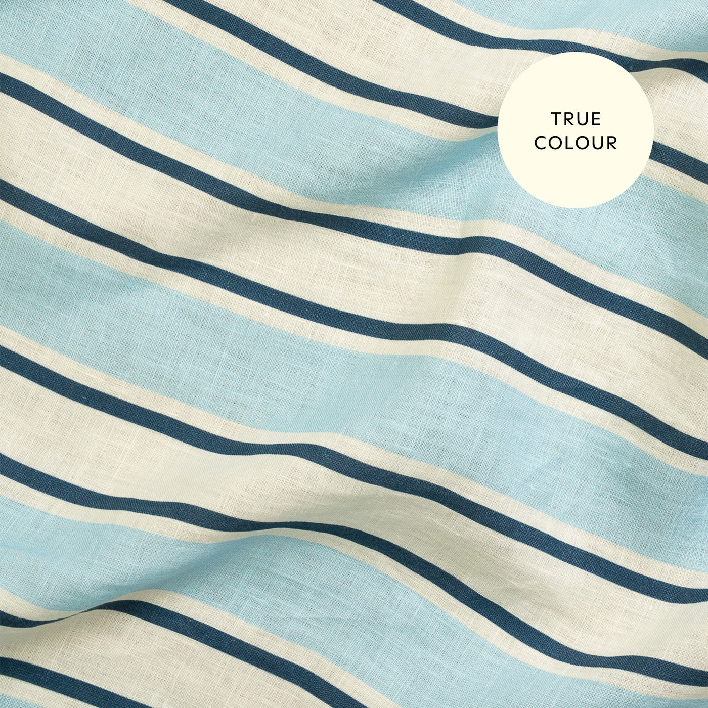 French Flax Linen in Blue Stripe
