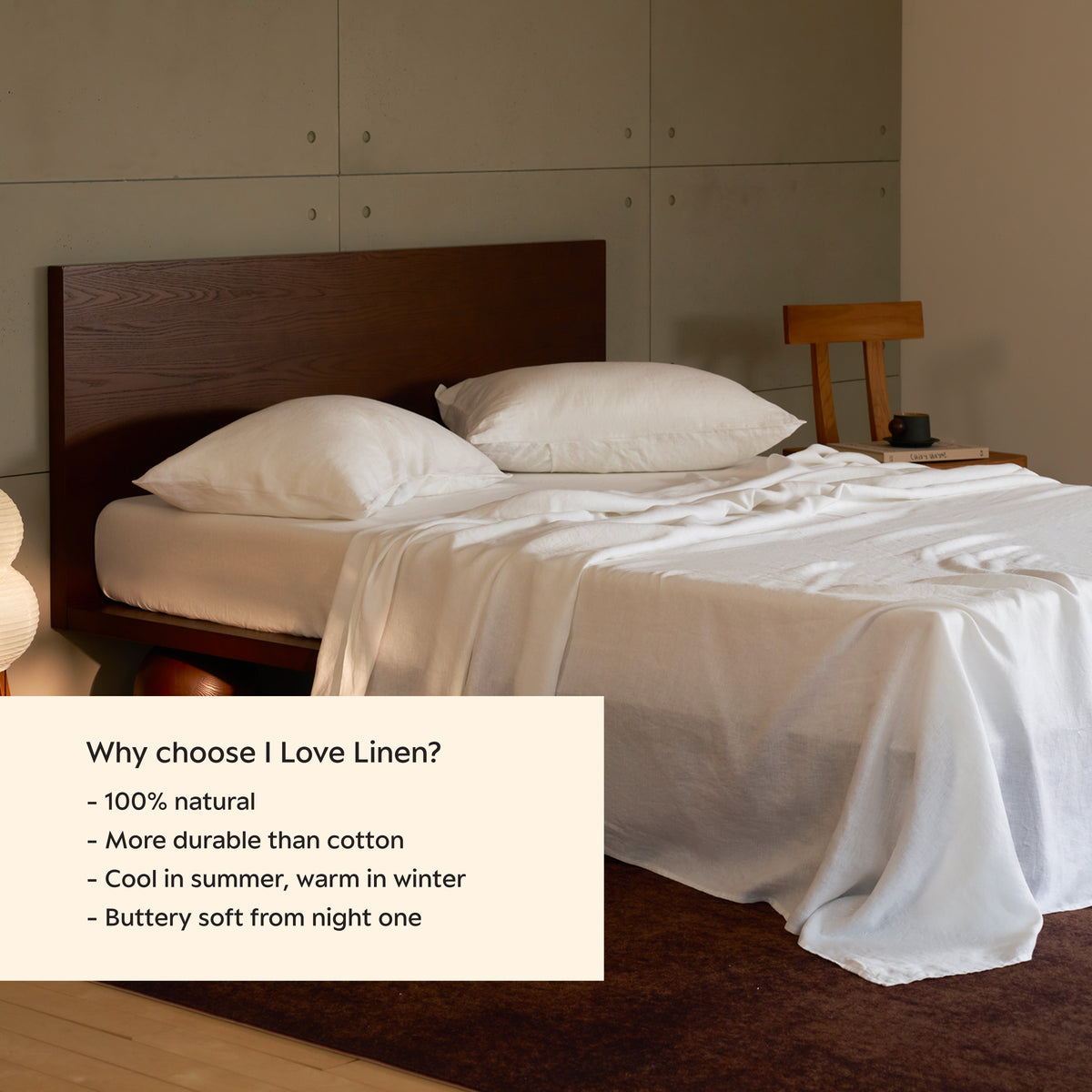 French Flax Linen Flat Sheet in White