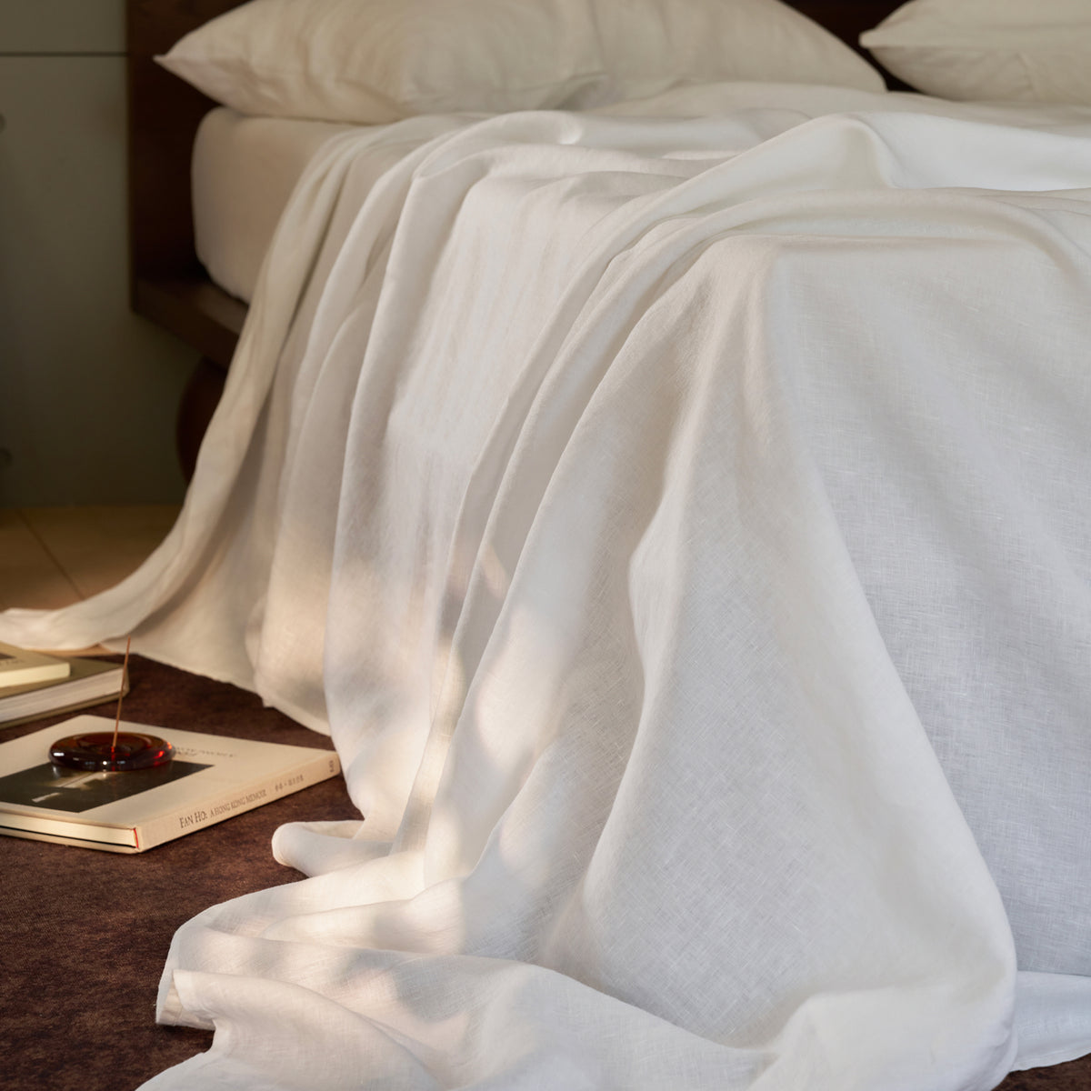 French Flax Linen Sheet Set in White