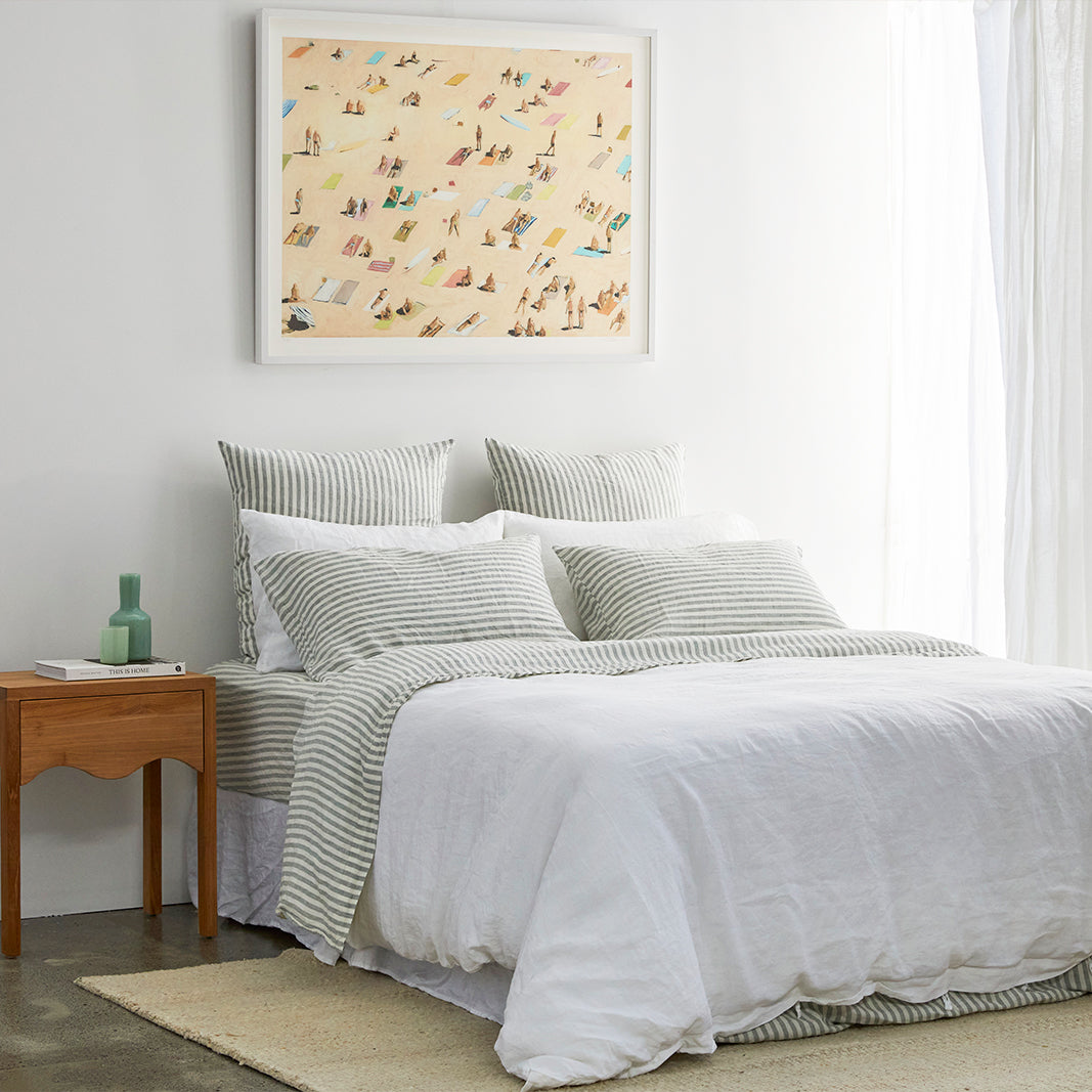 French Flax Linen Quilt Cover in White