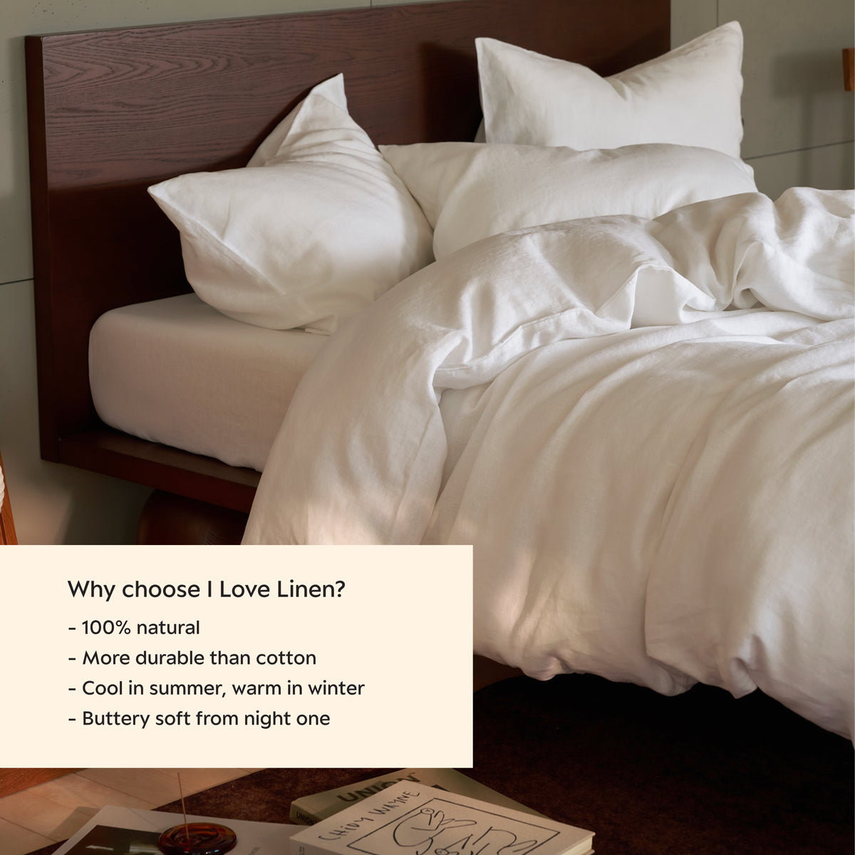 French Flax Linen Pillowcase Set in White
