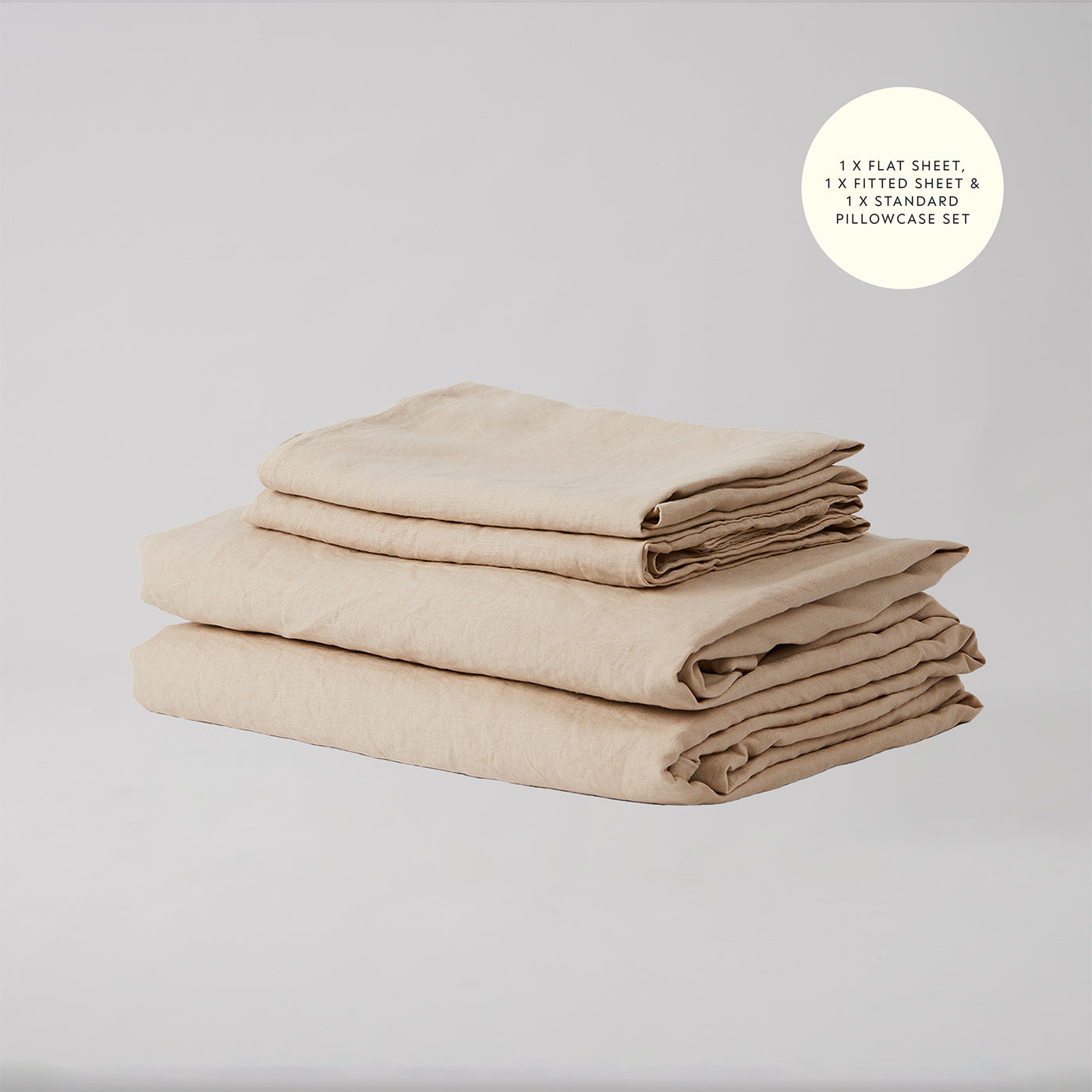 French Flax Linen Sheet Set in Creme