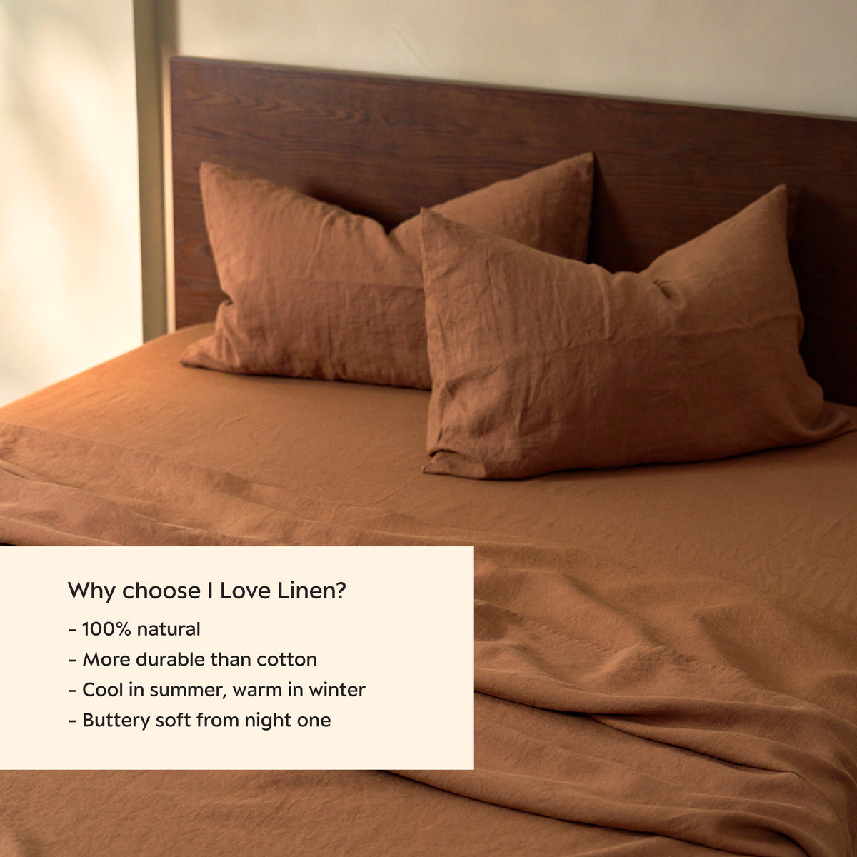 French Flax Linen Pillowcase Set in Hazelnut