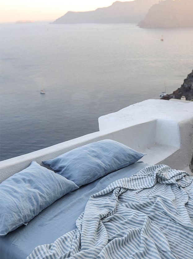 Marine Blue French Linen Bedding Lookbook