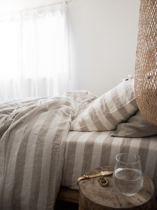 Natural & Natural Thick Stripe French Linen