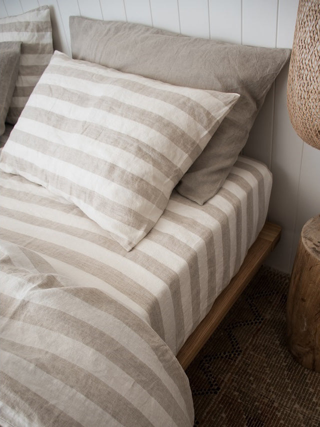 Natural & Natural Thick Stripe French Linen 