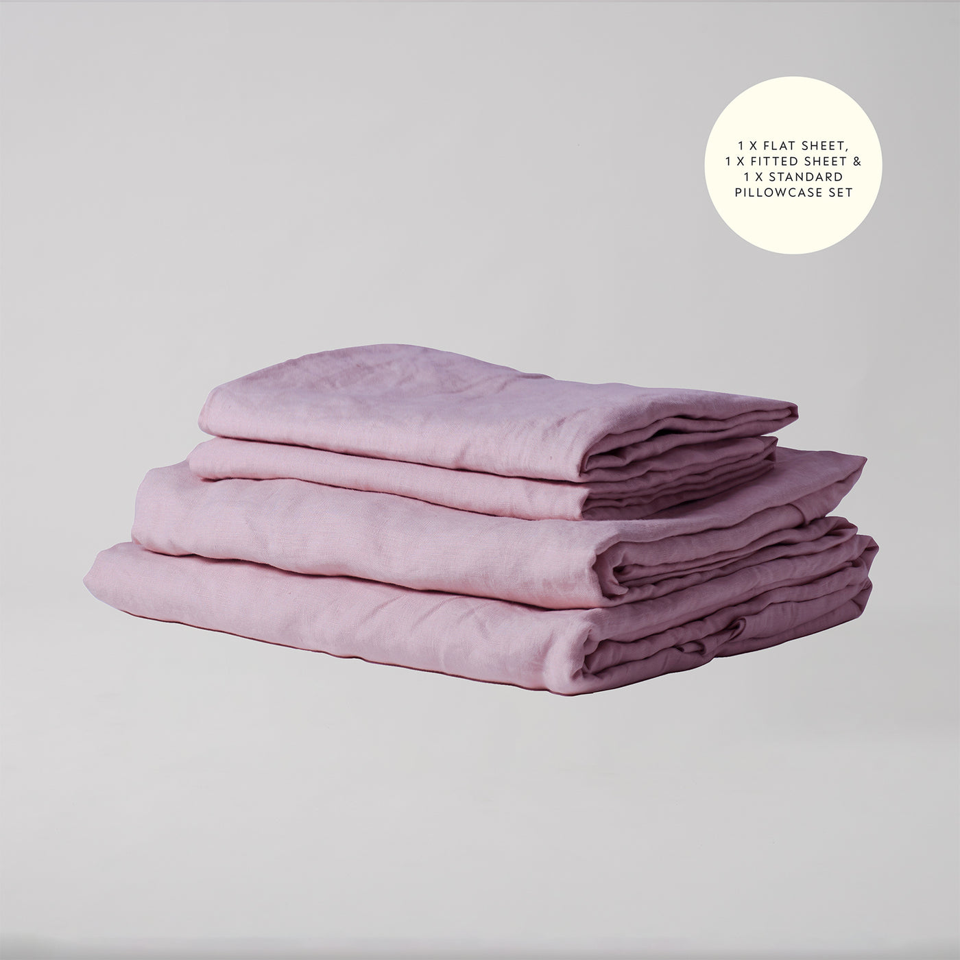 French Flax Linen Sheet Set in Lilac