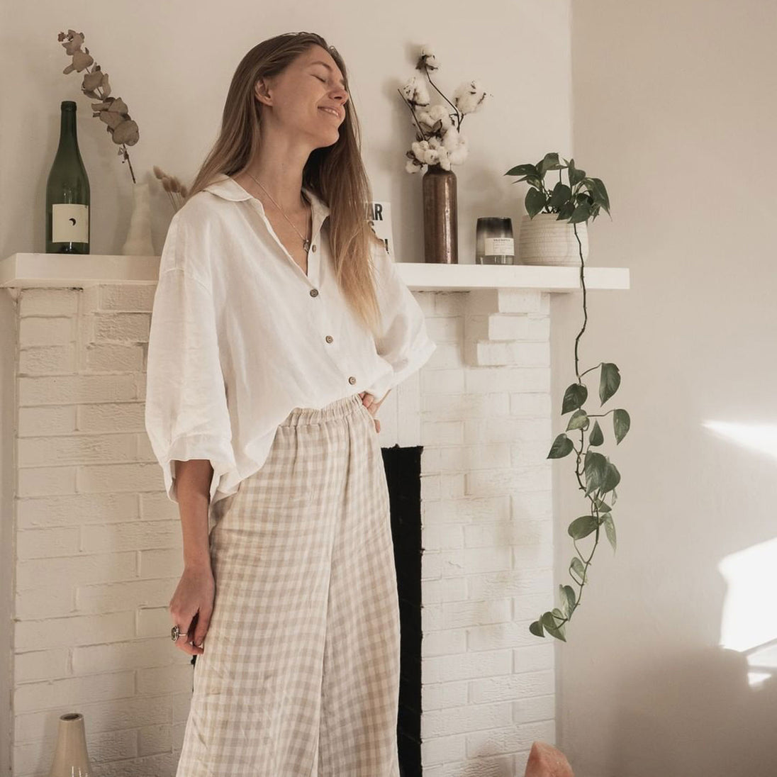 French Flax Linen Lounge Pant in Natural