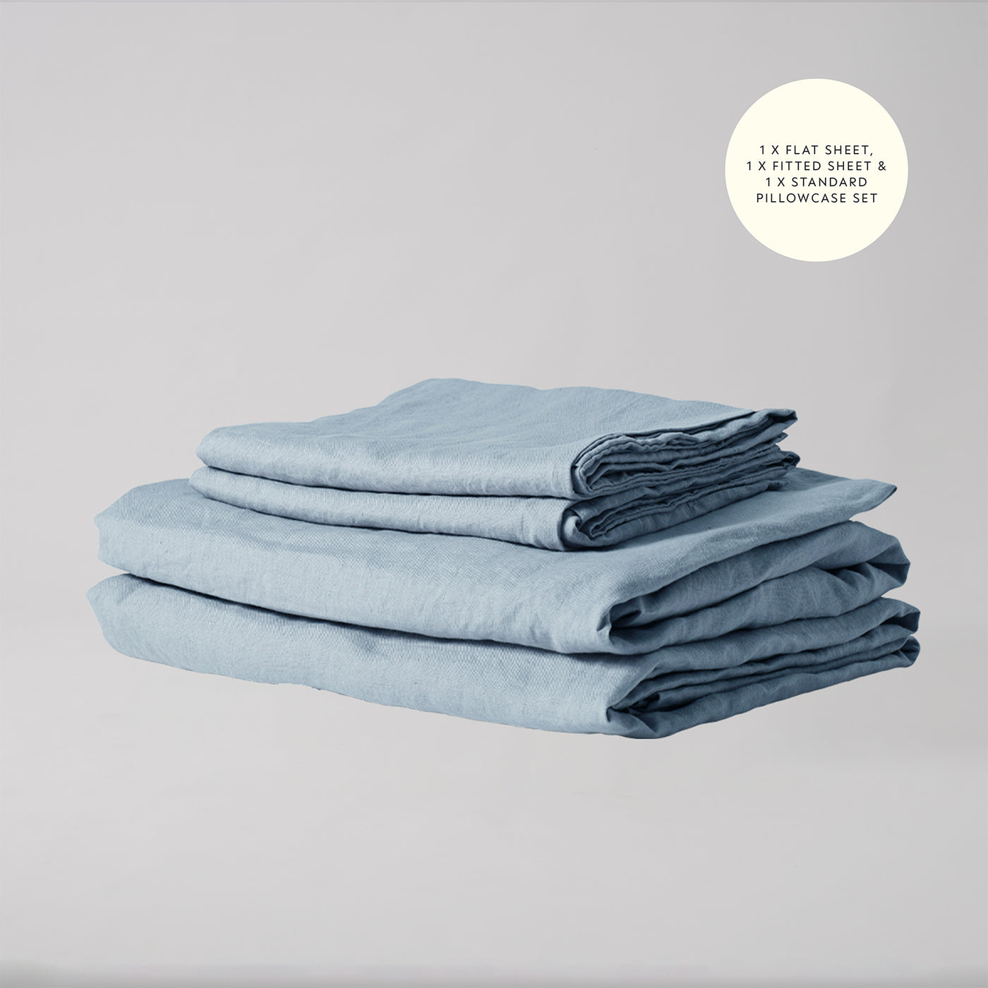 French Flax Linen Sheet Set in Marine Blue