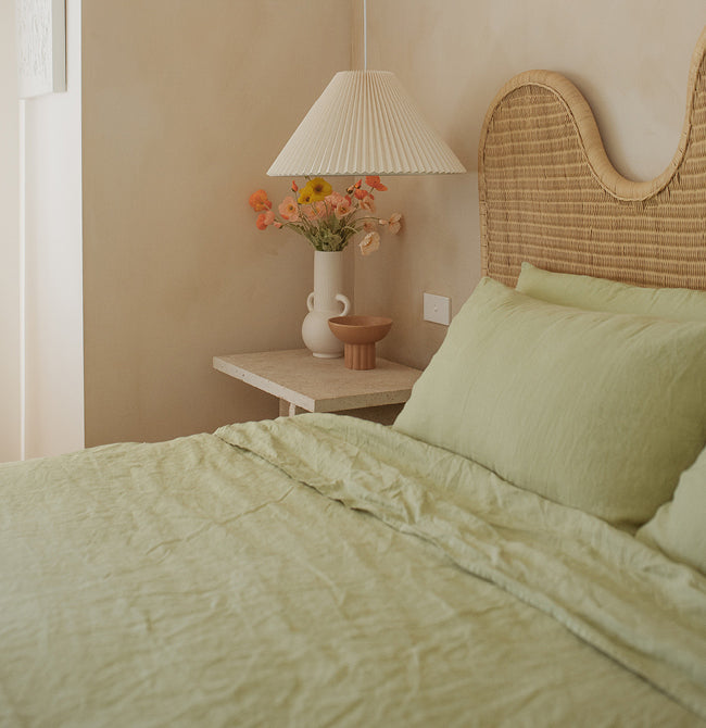100% Pure French Linen Bedding in Matcha