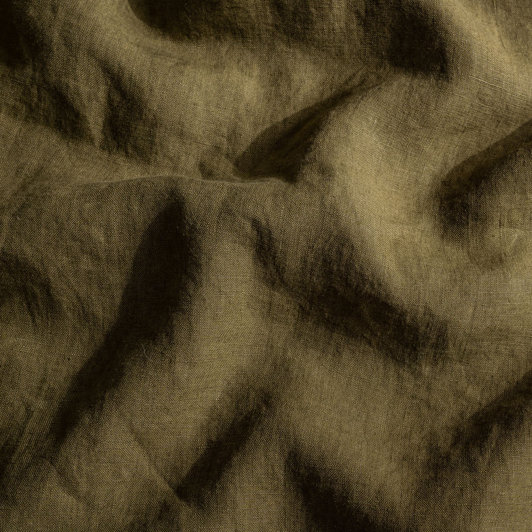 French Flax Linen Swatch in Olive