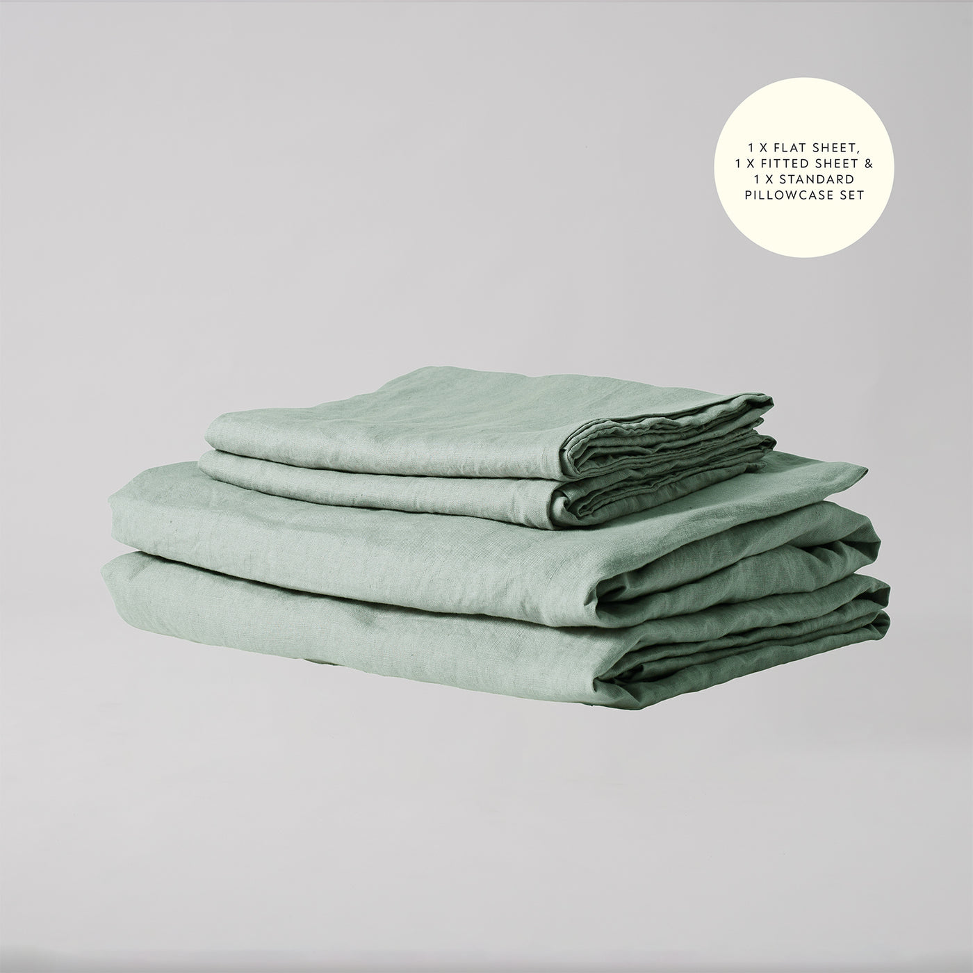 French Flax Linen Sheet Set in Sage
