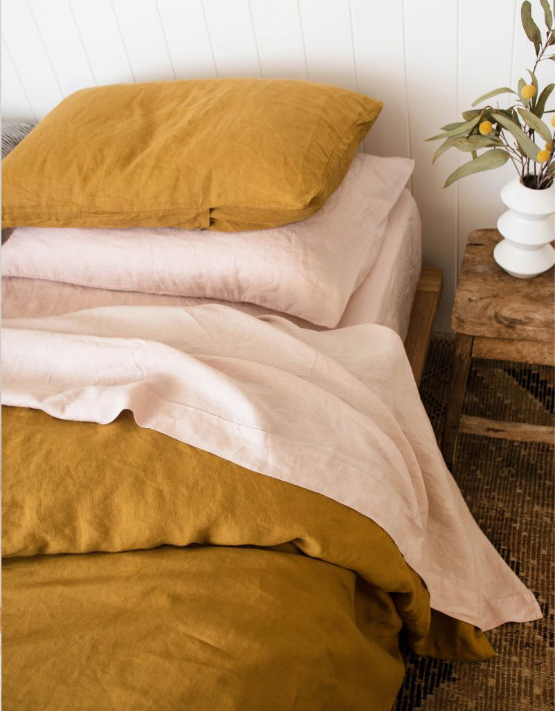 Mustard Quilt Cover | Blush Sheet Set