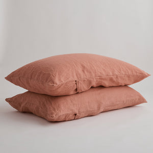 French Flax Linen Pillowcase Set in Rosa