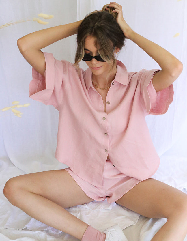 Ruby Shirt and Poppy Shorts in Wildflower Pink