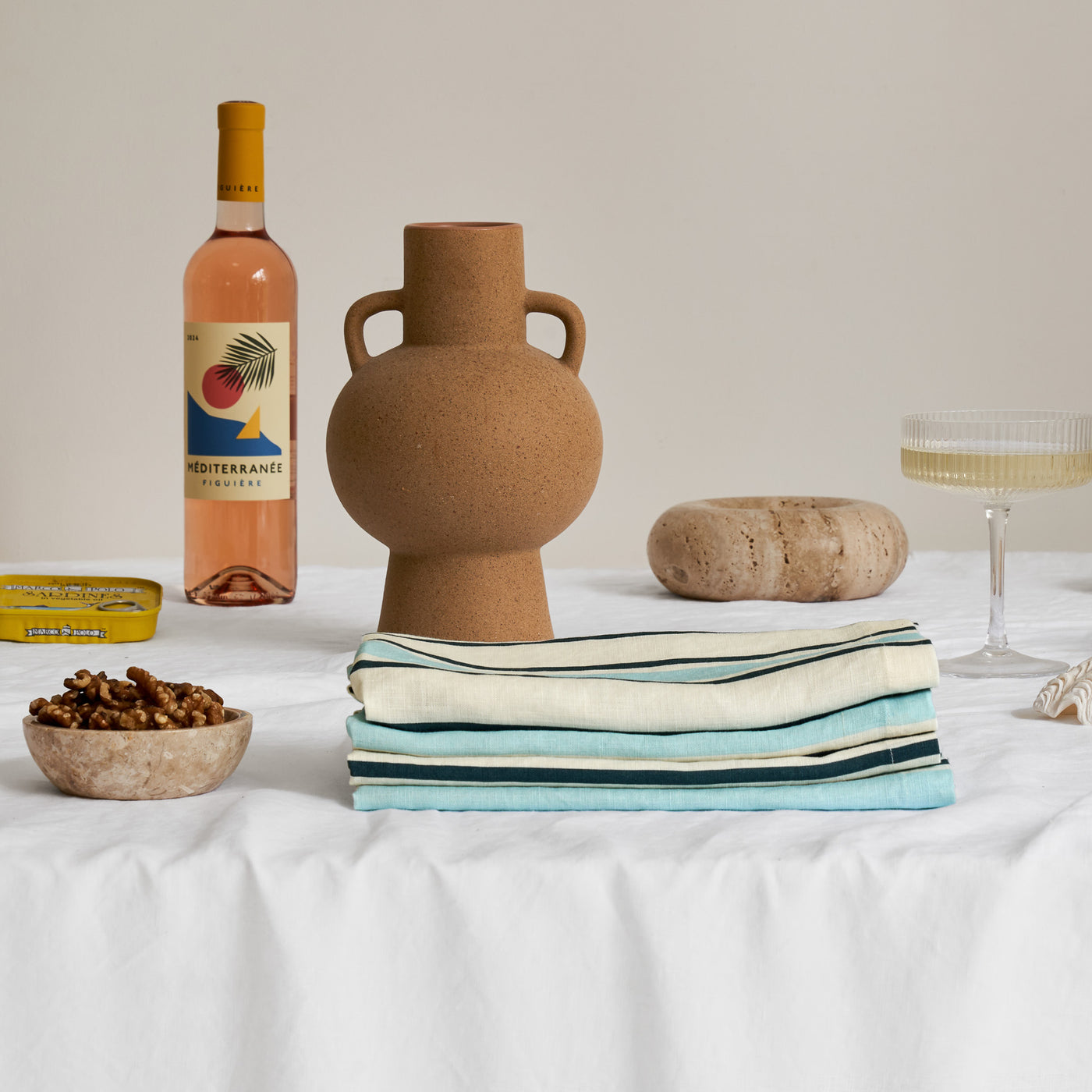 French Flax Linen Napkins (Set Of 4) in Blue Stripe