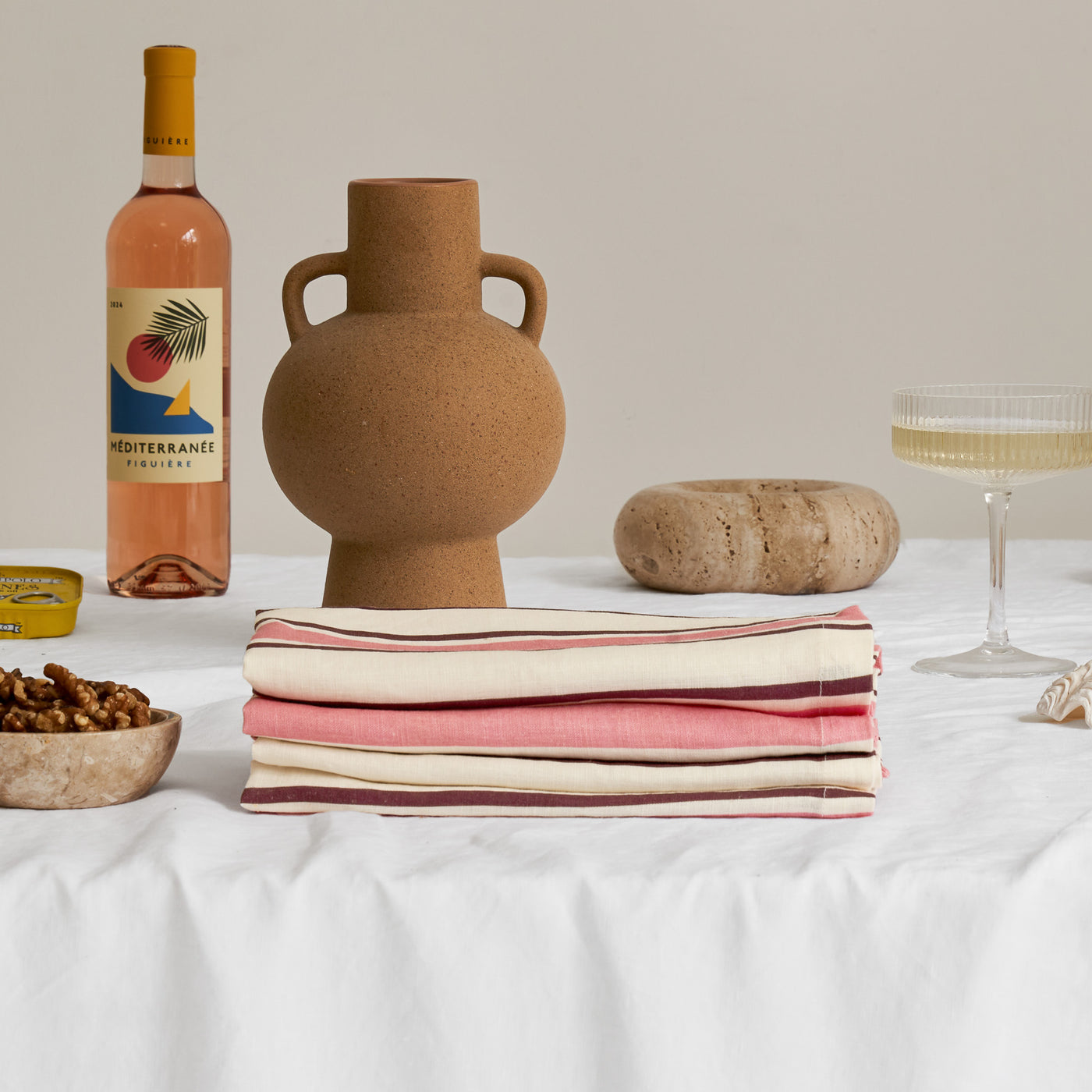 French Flax Linen Napkins (Set Of 4) in Pink Stripe