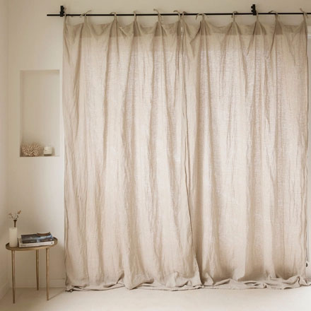 French Flax Linen Curtain Set in Natural