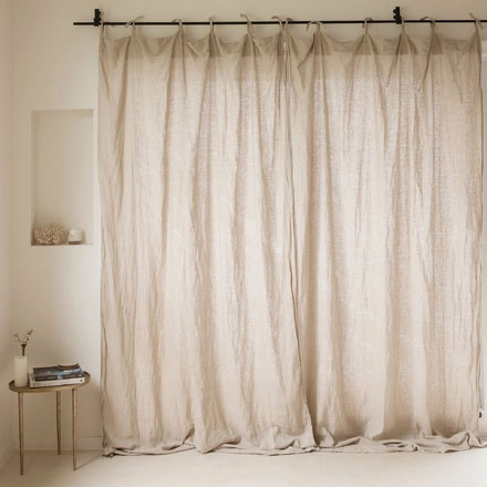 French Flax Linen Curtain Set in White