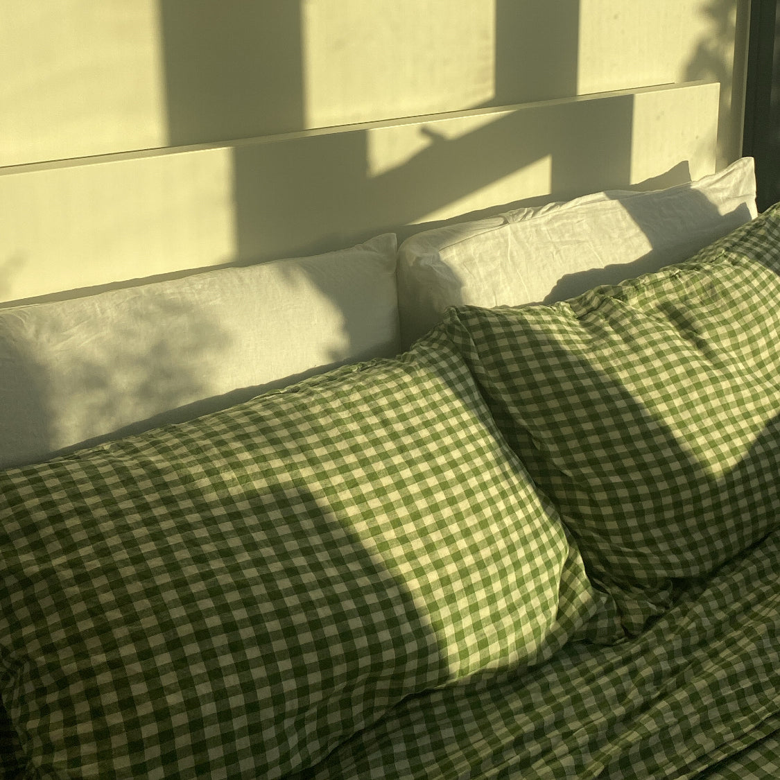 French Flax Linen Sheets in Ivy Gingham