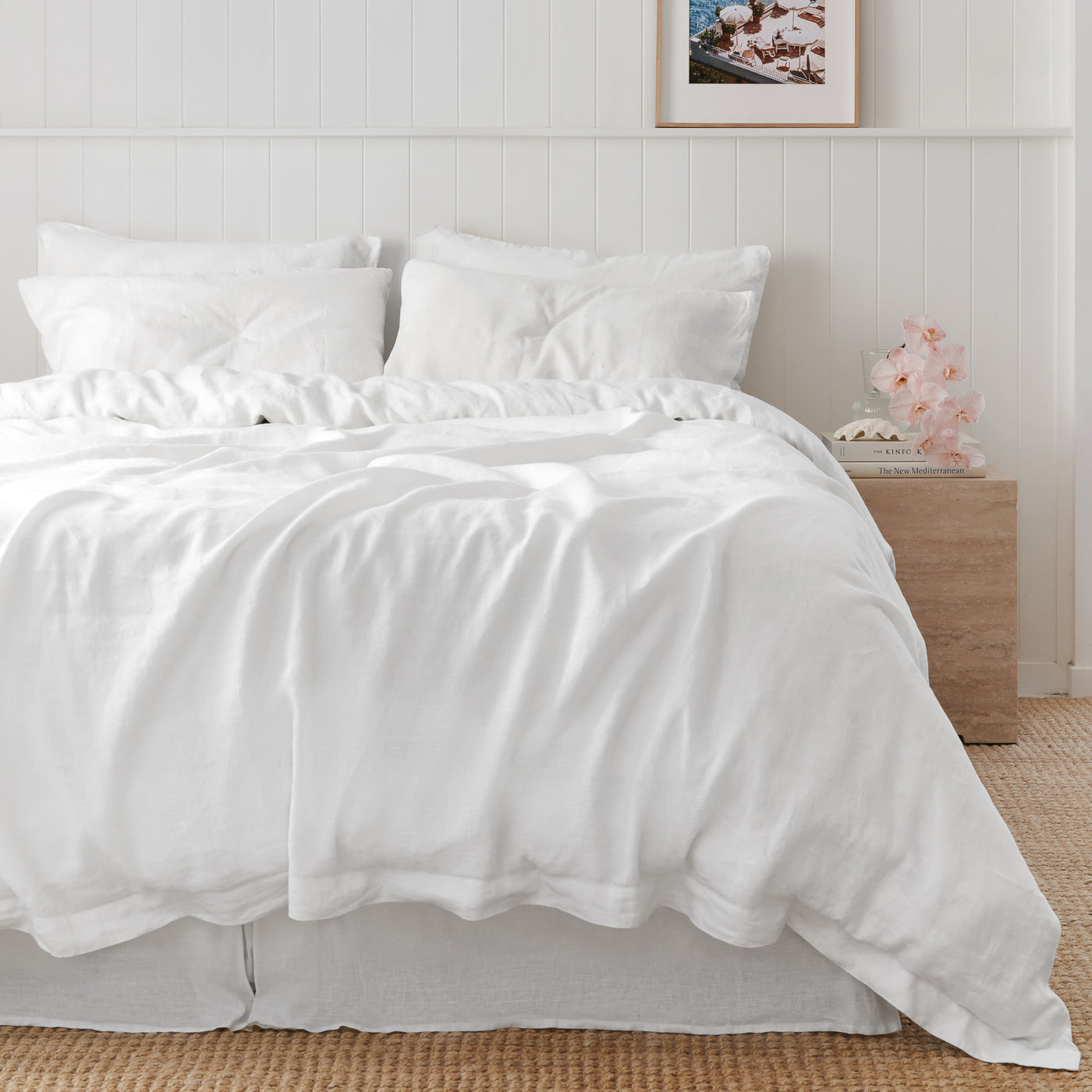 French Flax Linen Quilt Cover in White