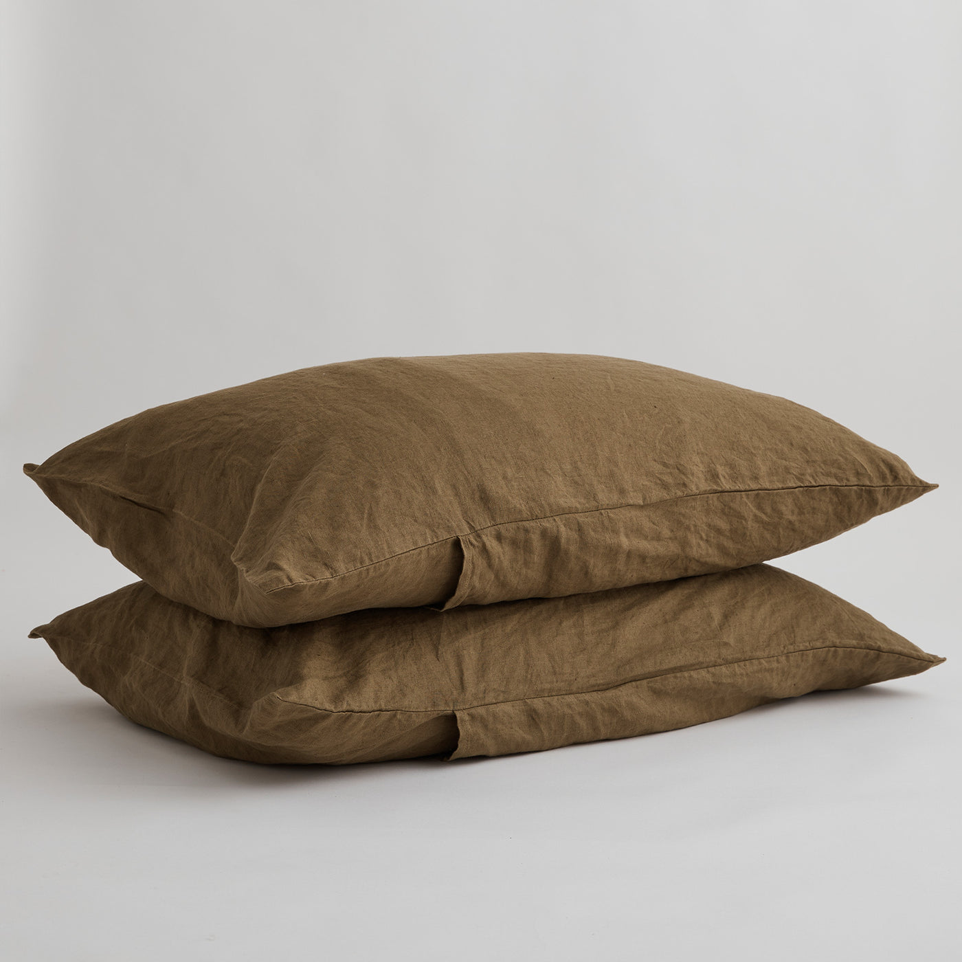 French Flax Linen Pillowcase Set in Olive