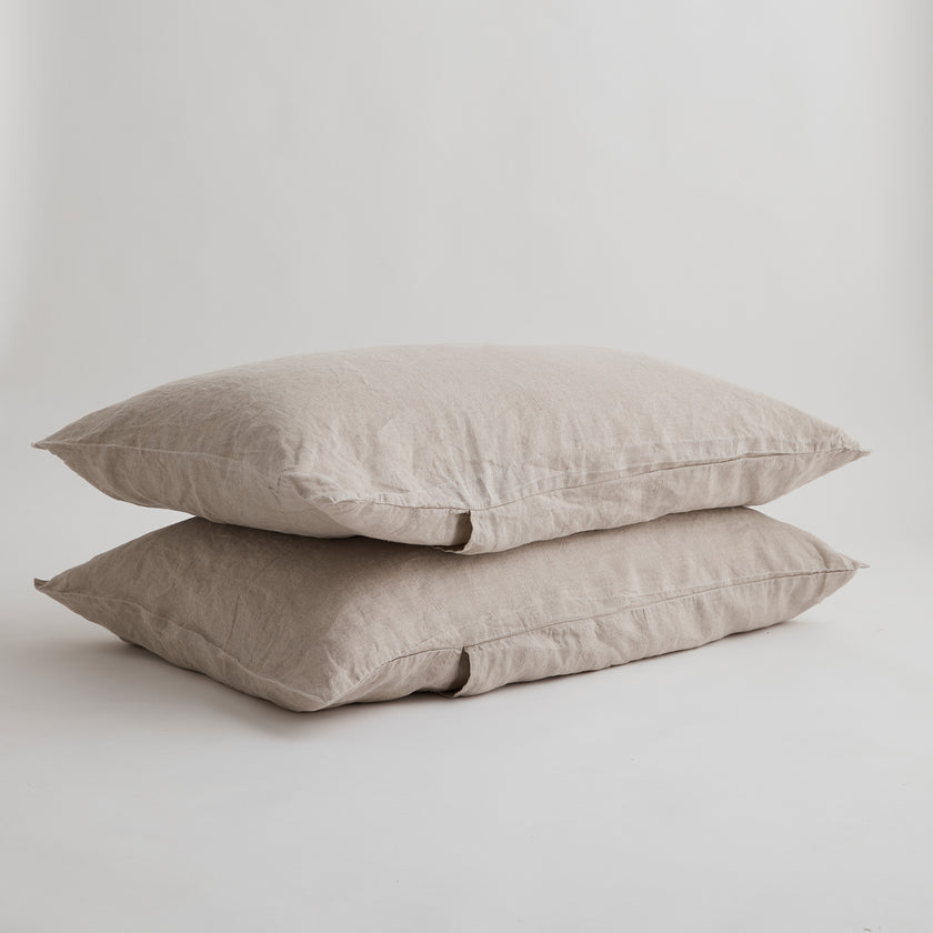 French Flax Linen Pillowcase Set in Natural