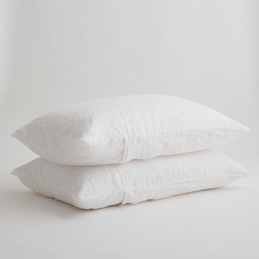 French Flax Linen Pillowcase Set in White