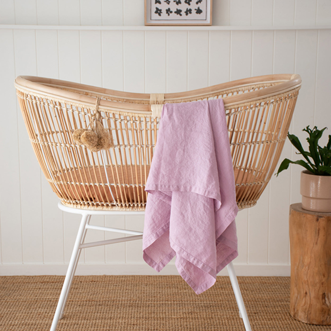 French Flax Linen Swaddle in Lilac