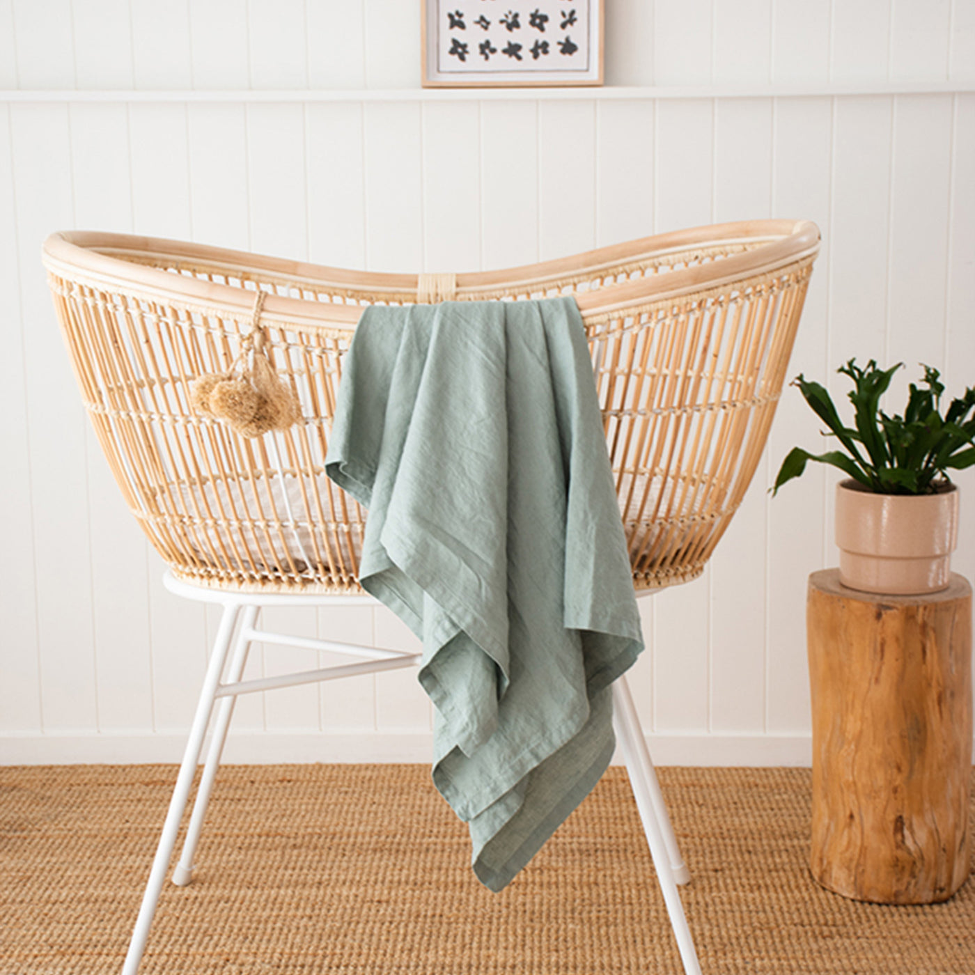 French Flax Linen Swaddle in Sage