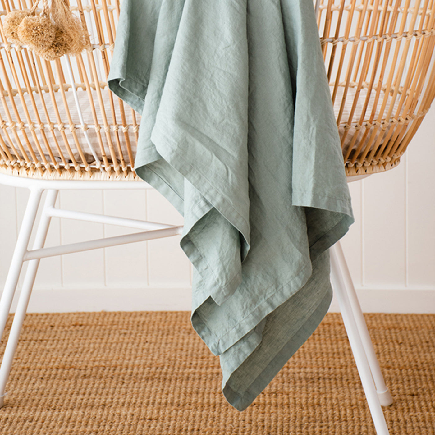 French Flax Linen Swaddle in Sage