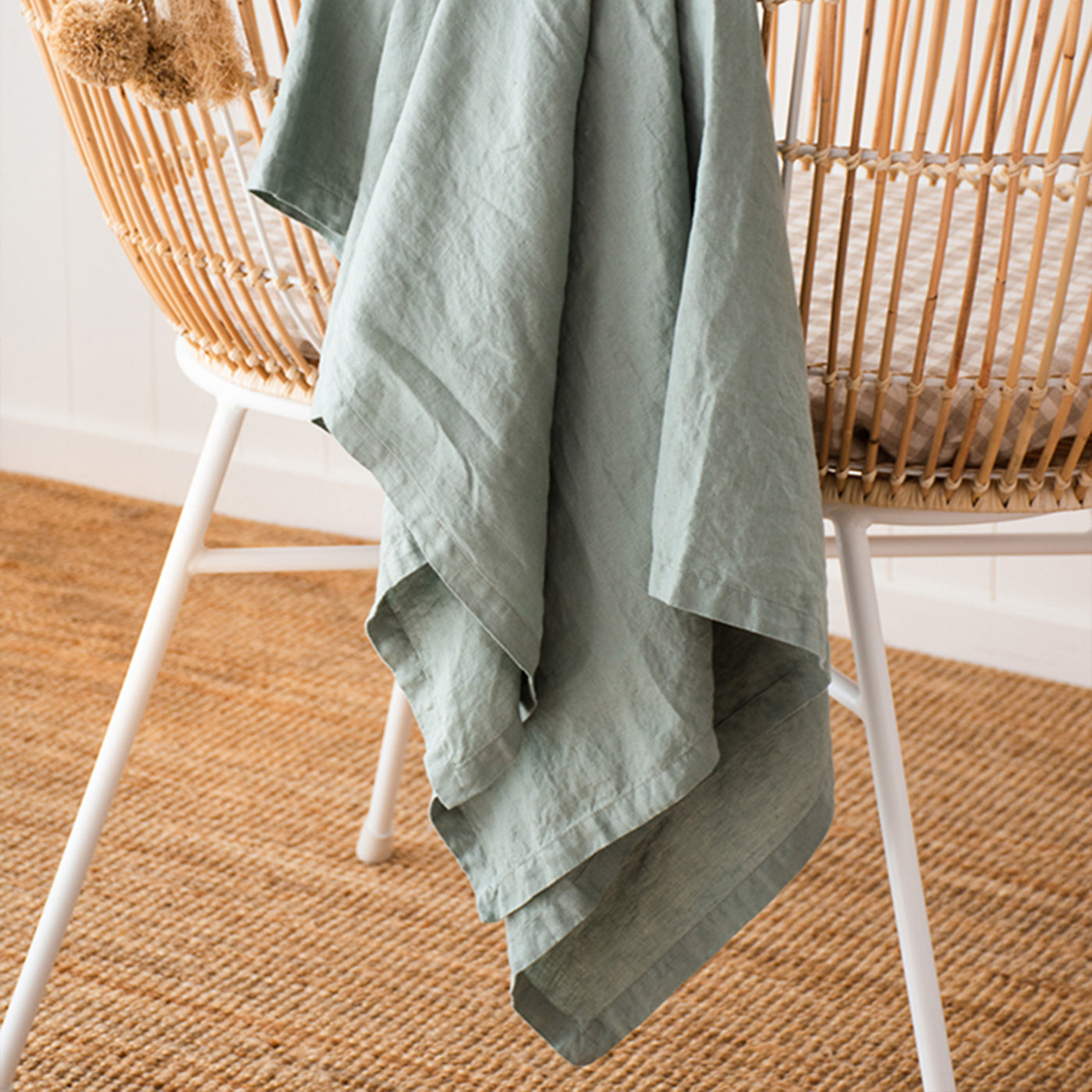 French Flax Linen Swaddle in Sage