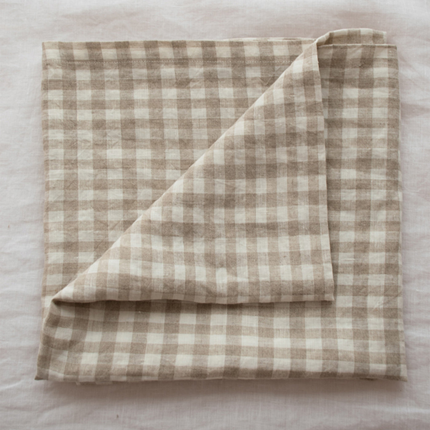 French Flax Linen Swaddle in Beige Gingham