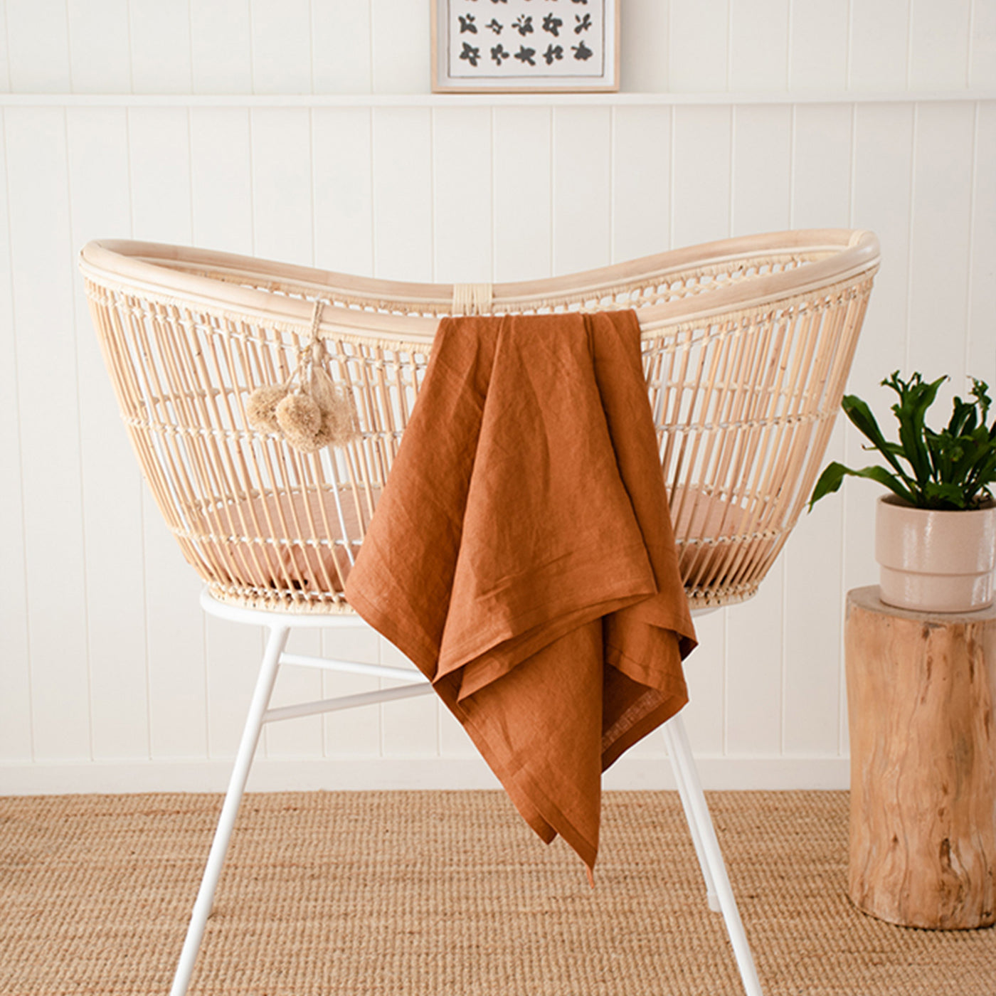 French Flax Linen Swaddle in Ochre