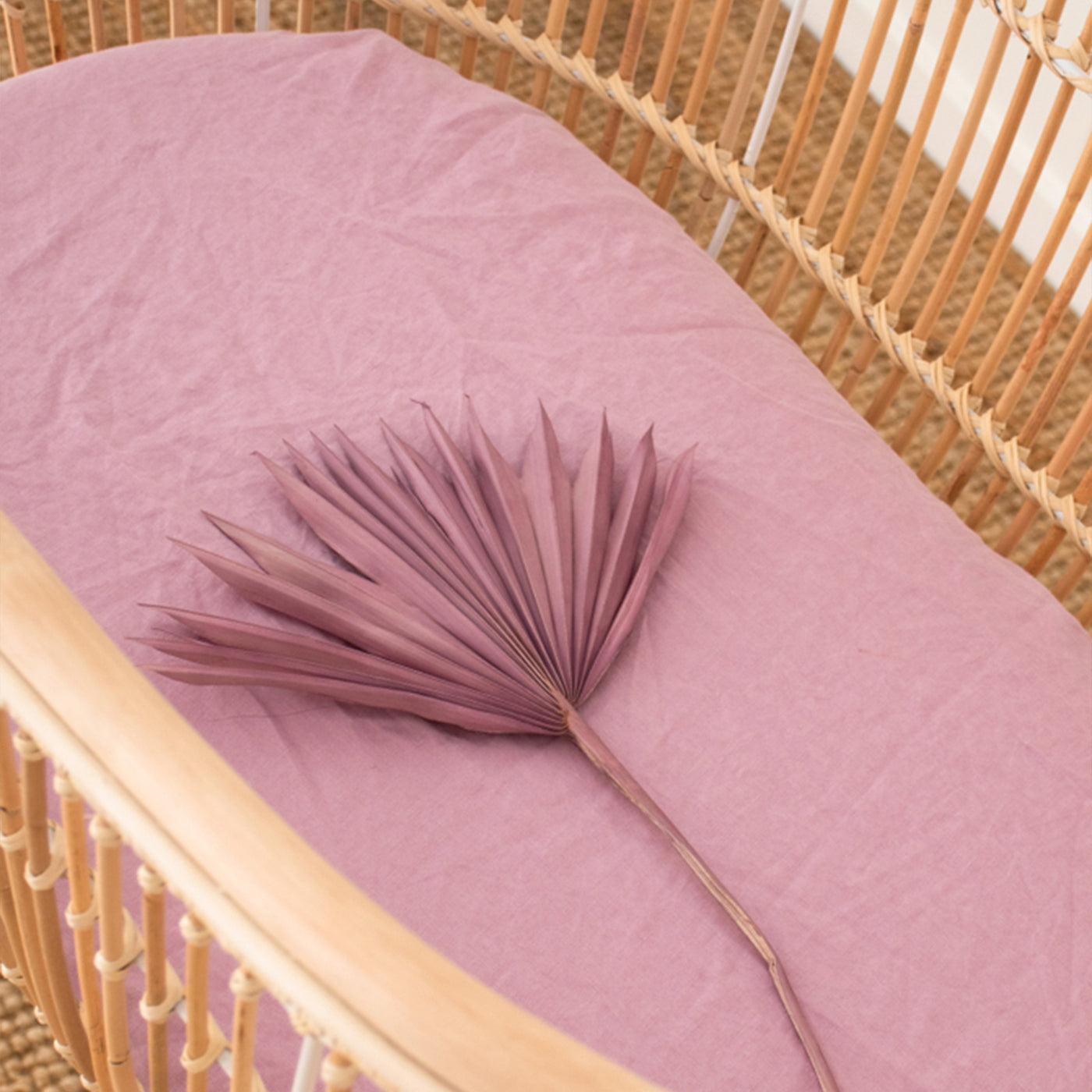 French Flax Linen Bassinet Sheet in Lilac