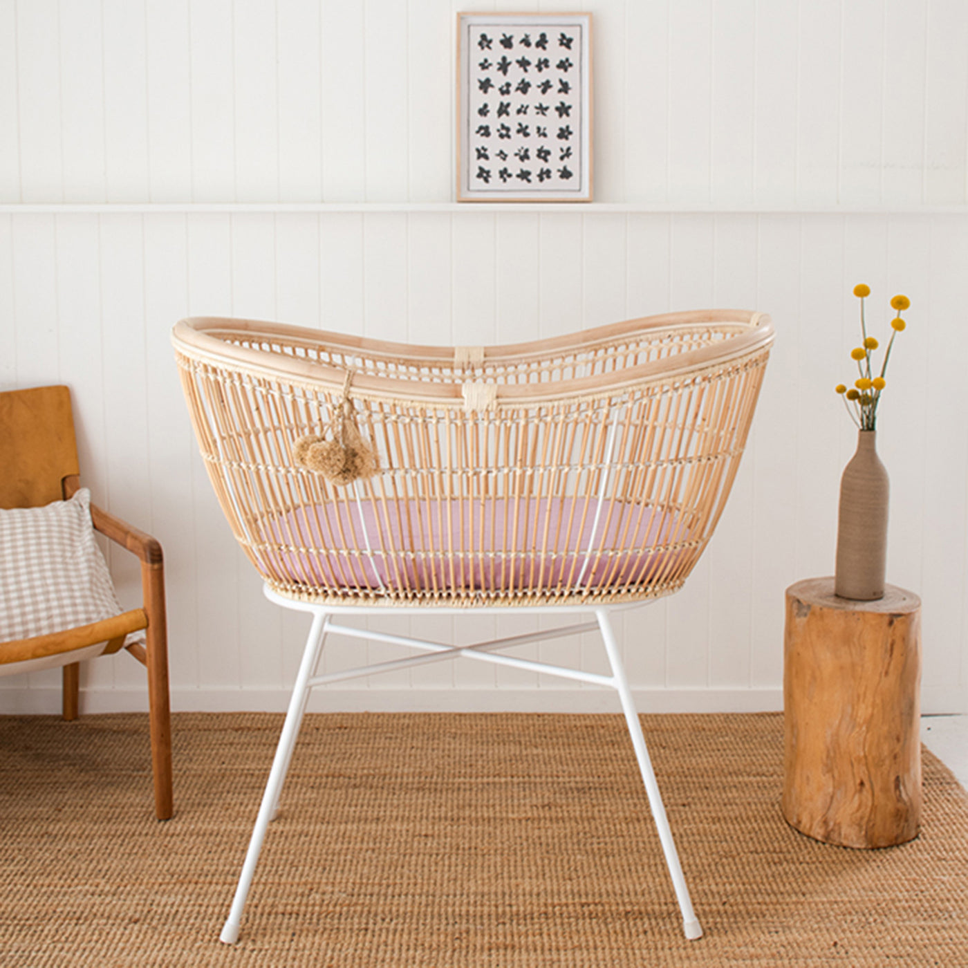 French Flax Linen Bassinet Sheet in Lilac
