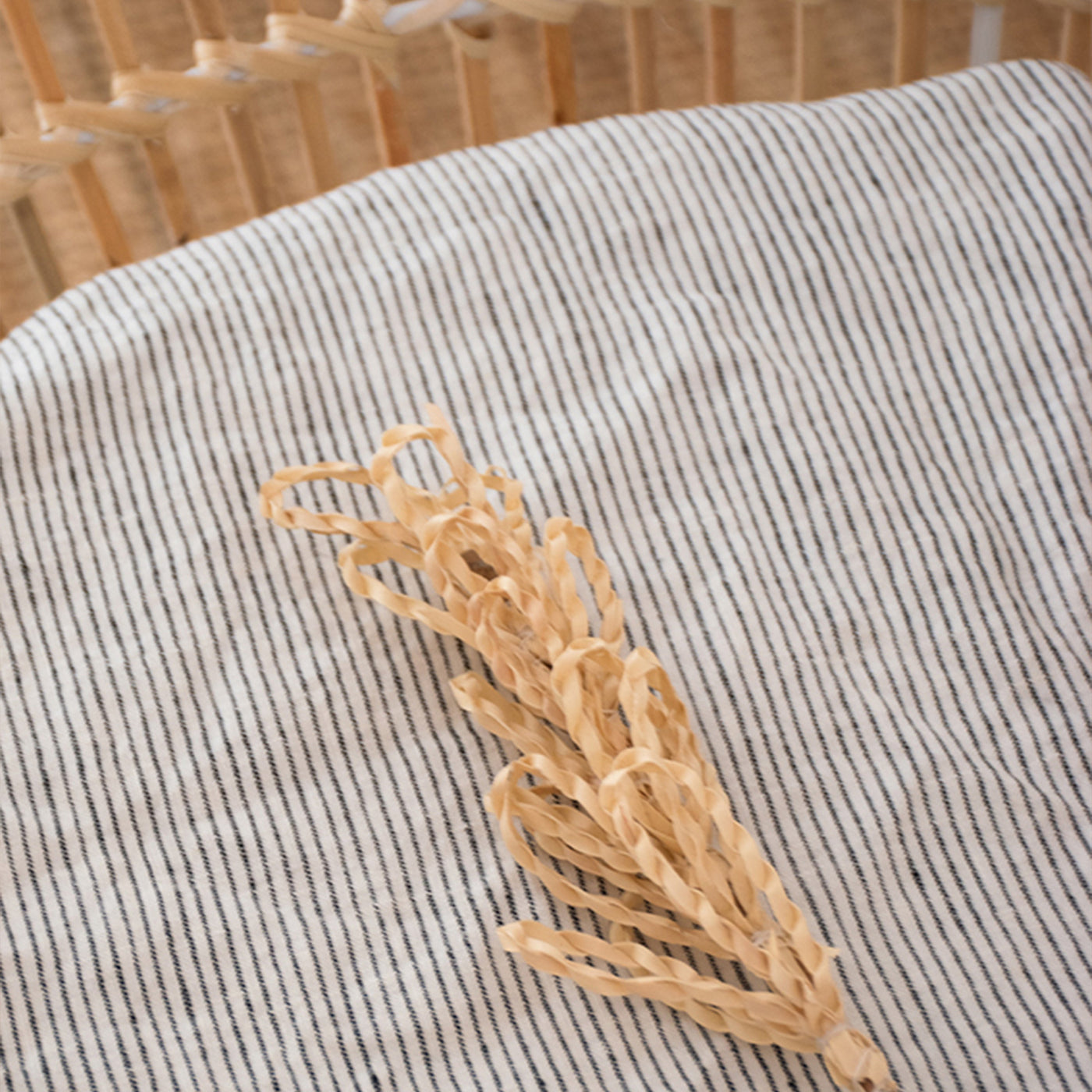 French Flax Linen Bassinet Sheet in Pinstripe