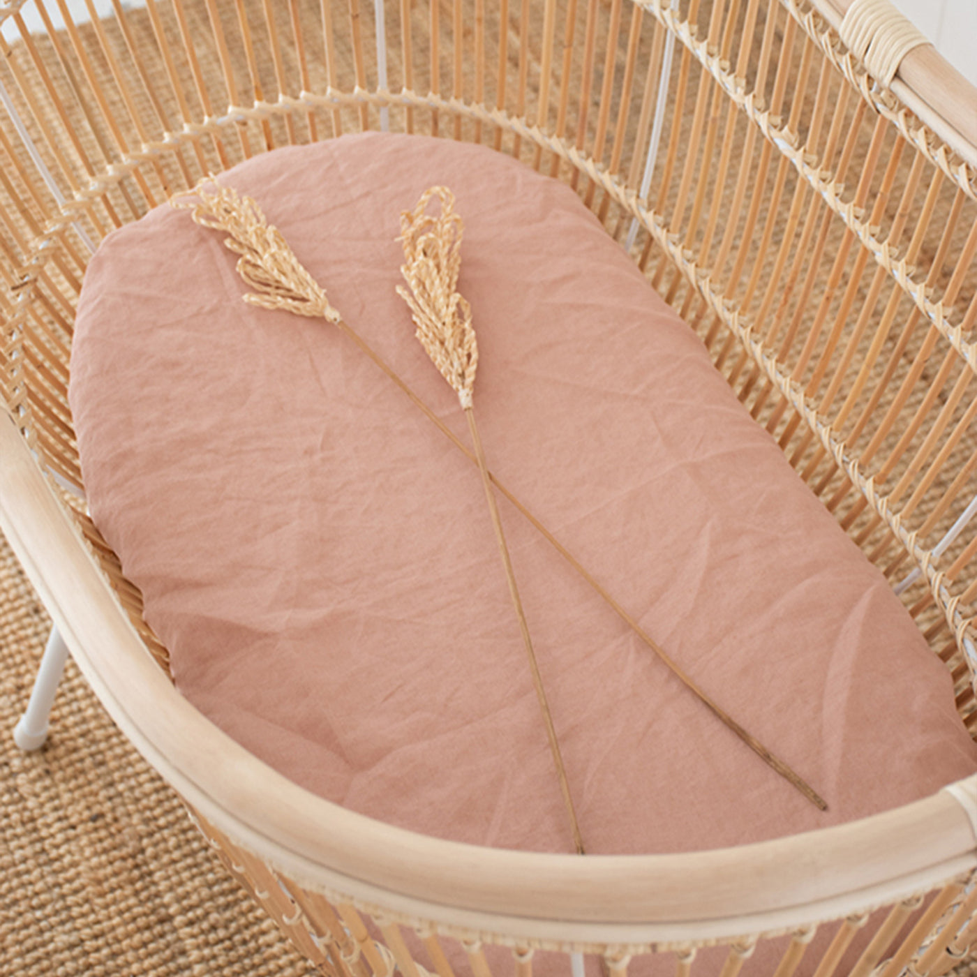 French Flax Linen Bassinet Sheet in Clay